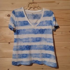 GAP Blue and White Striped Short Sleeve Tee Size M 19x23